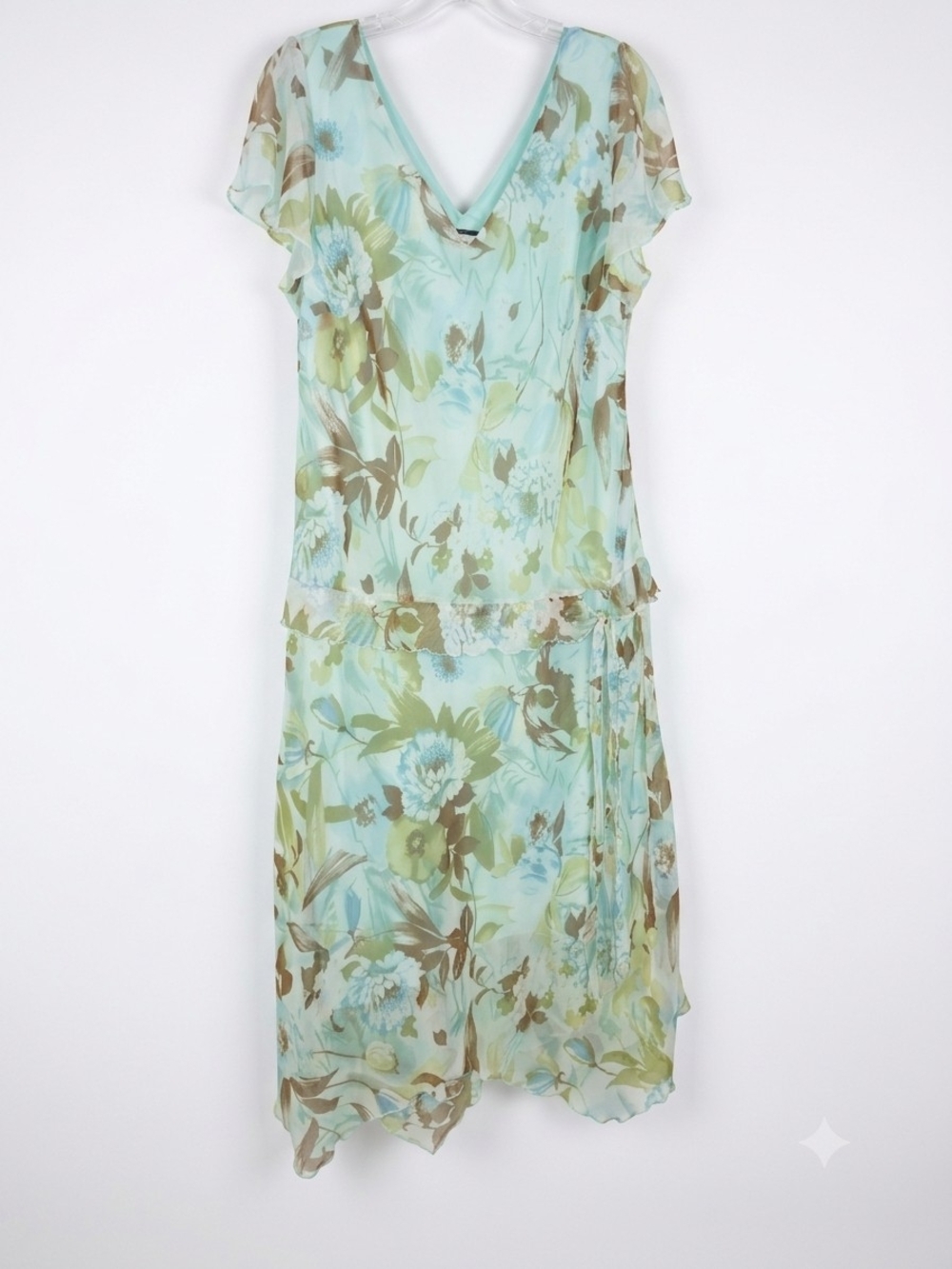 Plus Size 18 2x Floral Chiffon Dress Whimsical Pretty Flowy Summer Y2k